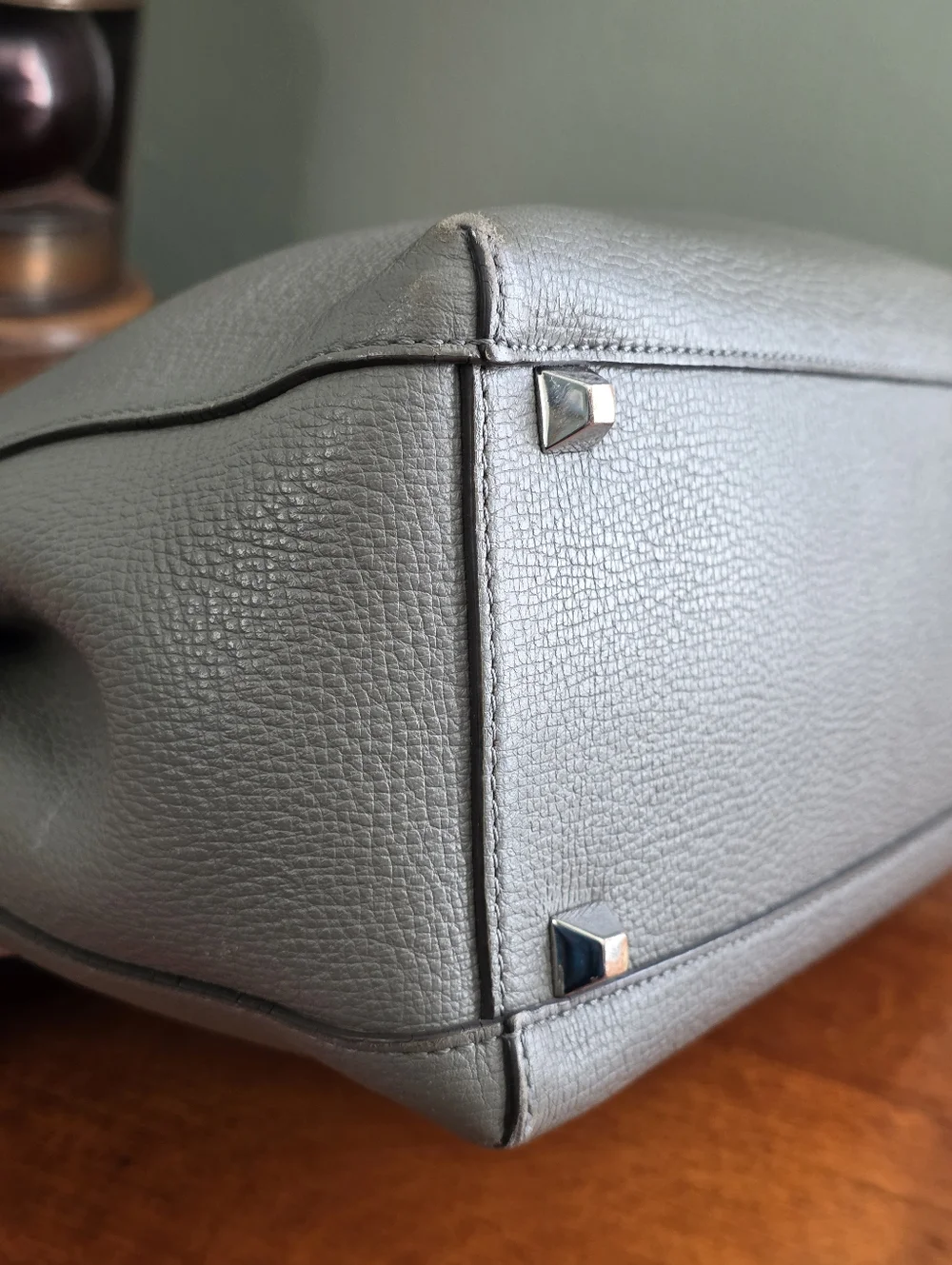 MCM Sarah Hobo Gray Pebbled Leather Shoulder Bag COA